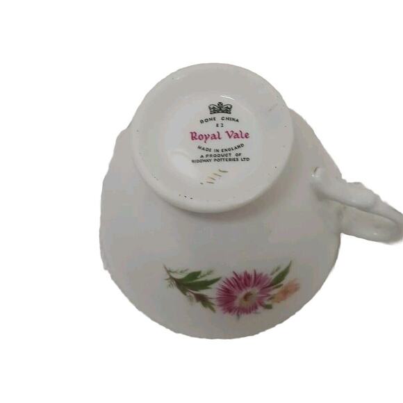 Vintage Royal Vale TEA CUP Pink Yellow Ridgway Bone China England Daisies FLORAL - Picture 5 of 9